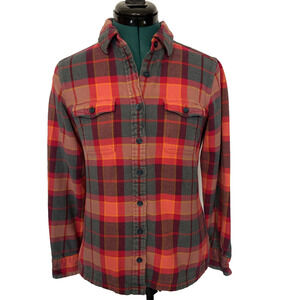PATAGONIA Women's Fjord Organic Flannel Button Up Shirt Red Plaid Size 4 Small